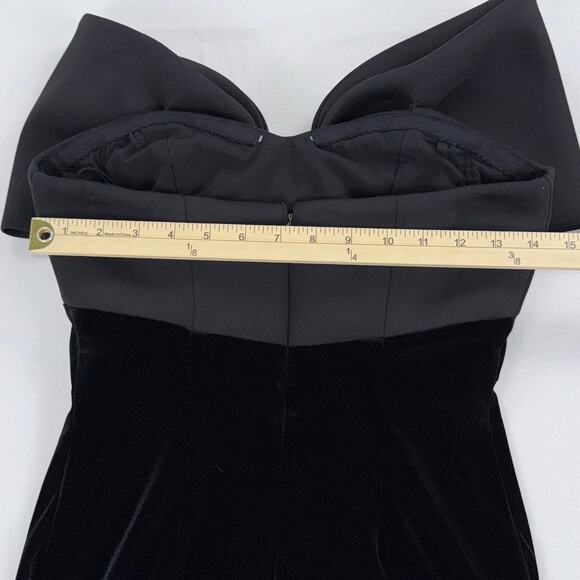 Badgley Mischka Women's Velvet Bow Strapless Sheath Dress 0 Black Cocktail - Picture 11 of 16
